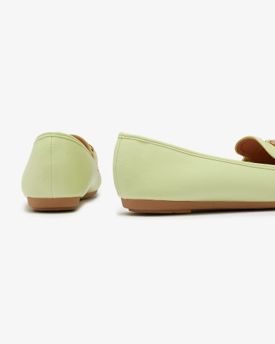 Zaļie sieviešu mokasīni no eko ādas ar rotājumiem Wiwet-Footwear