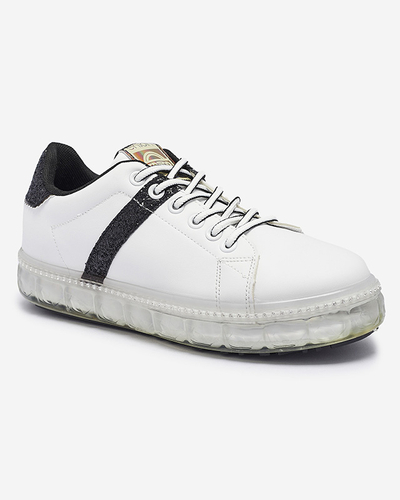 Women's sports shoes in white with black inserts Asxa- Footwear