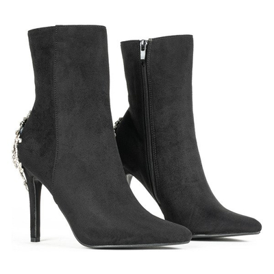Black ankle boots with Tiffanie decoration - Footwear