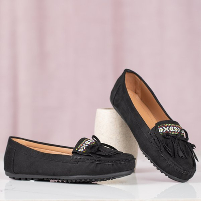 Black Kaddo fringed moccasins - Footwear
