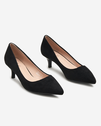 Black women's pumps on a low heel Ikerina - Footwear