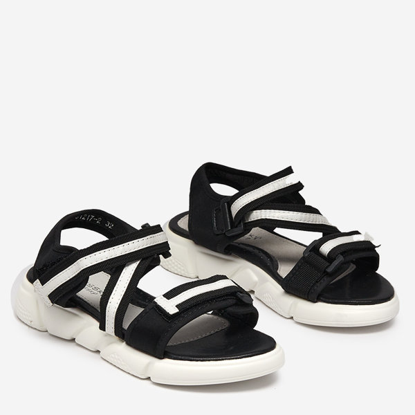 Melnbaltas bērnu sandales, kas aizdarāmas ar Velcro Modis - Shoes