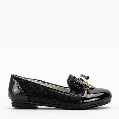Black girls' ballerinas with embroidery and bow Olije - Footwear