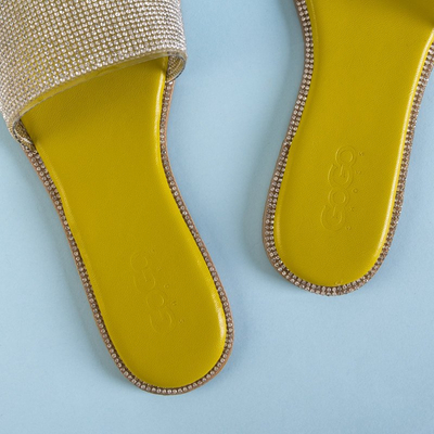 Green women's slippers with cubic zirconia Verina - Footwear