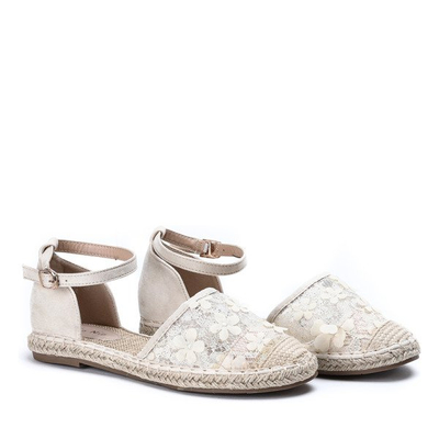 Beige espadrilles with lace Eliza embroidery - Shoes 1