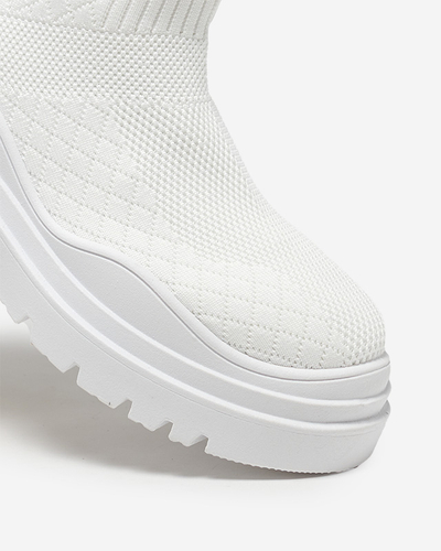 White women's flat-heeled boots Seritis - Footwear