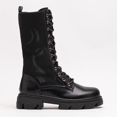 Ažūra melni sieviešu šņorzābaki Buhomi - Apavi