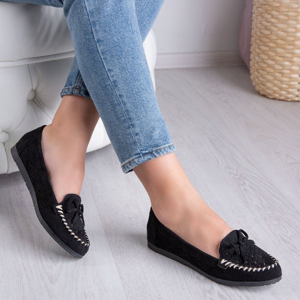 Black loafers with an openwork Wikiss upper - Footwear 1