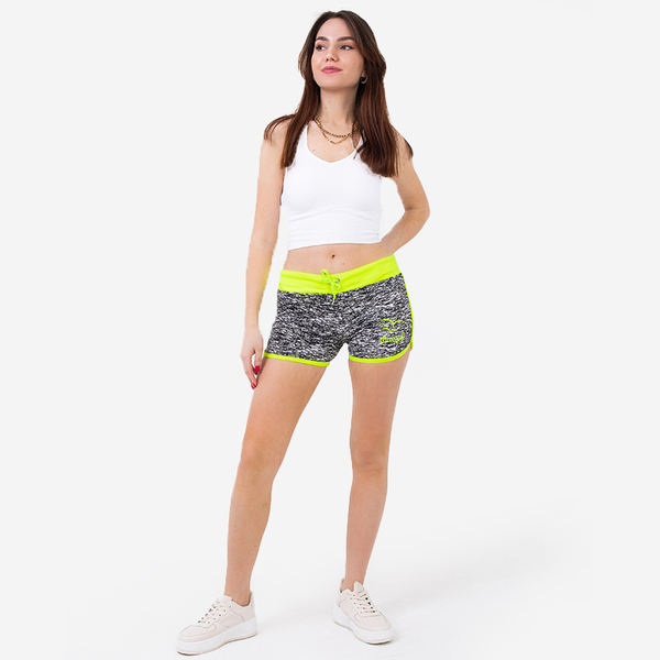 Neon yellow and black women's sports shorts - Clothing