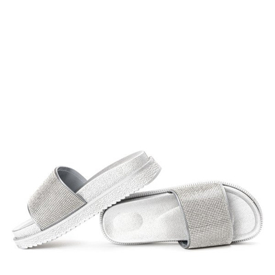 Srebrne klapki z cyrkoniami Louisiana - Obuwie