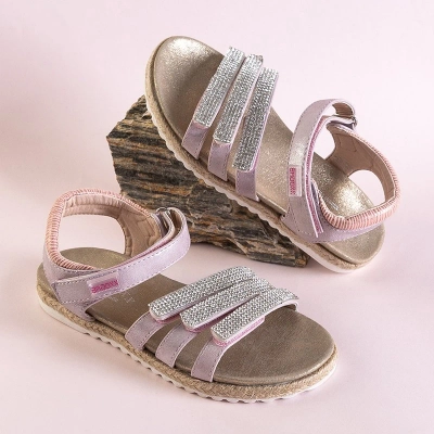 OUTLET Pink children's sandals with cubic zirconias Ilumun - Footwear
