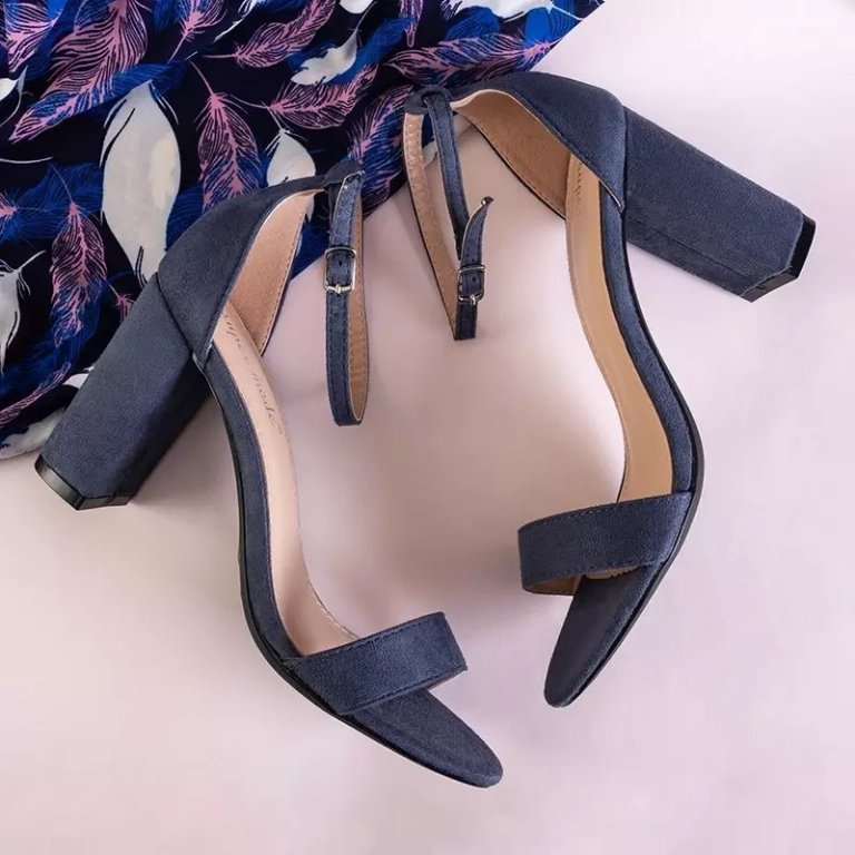 OUTLET Navy blue women's sandals on the Anniet post - Footwear