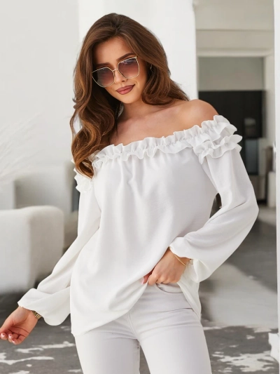 Royalfashion Women's blouse a'la Spanish with a ruffle