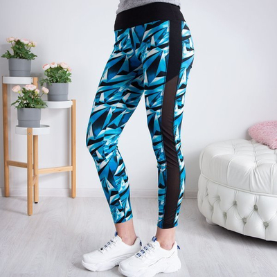 Blue leggings with a geometric pattern - Pants 1