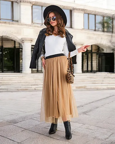 Royalfashion Women's midi skirt with tulle