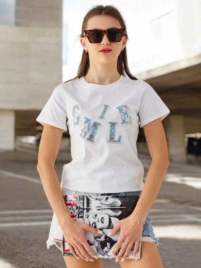 Royalfashion Women's cotton blouse with the inscription