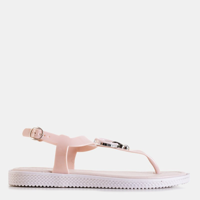 Beige women's sandals a'la flip-flops with Dosala decoration - Footwear