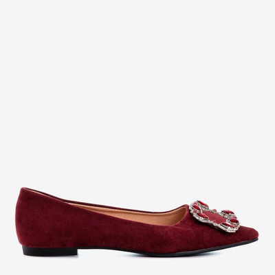 Burgundy ballerinas with decorative Vizerd buckle - Footwear 1