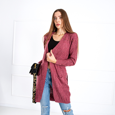 Fuchsia Women's Tied Cardigan with Pockets - Clothing