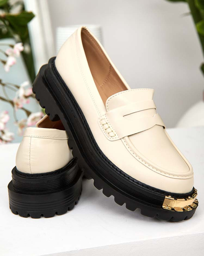 Aurelia Beige Women's Platform Loafers 5cm - Stylish and Comfortable