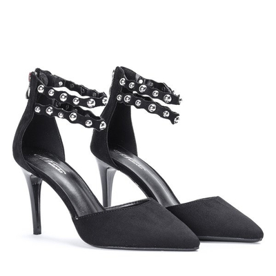Black high heels with a decorative buckle Dayene - Footwear