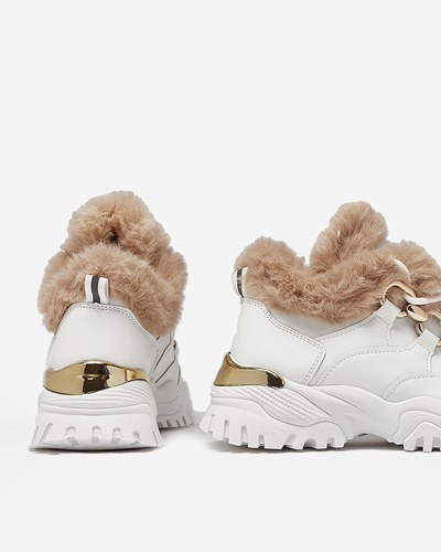 Royalfashion Baltas sieviešu sporta čības ar kažokādu Wicallen