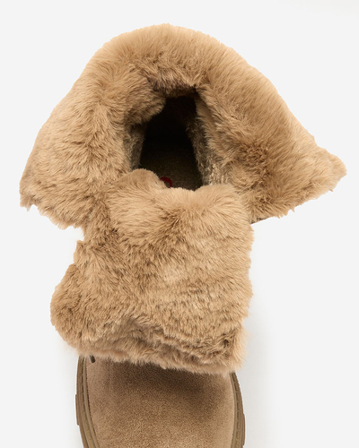 Royalfashion Gaiši brūni sieviešu mežģīņu zābaki Cavenma