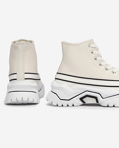 Women's cream insulated platform sports shoes a'la sneakers Retiha - Footwear