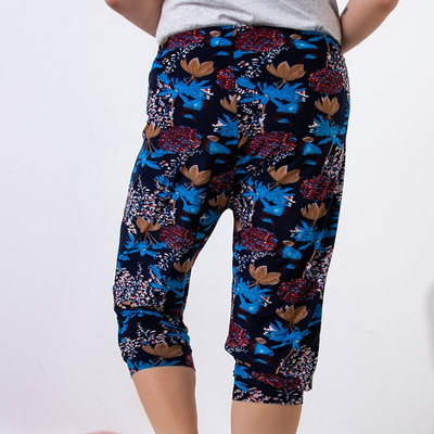 Navy blue patterned women's 3/4 PLUS SIZE pants - Clothing