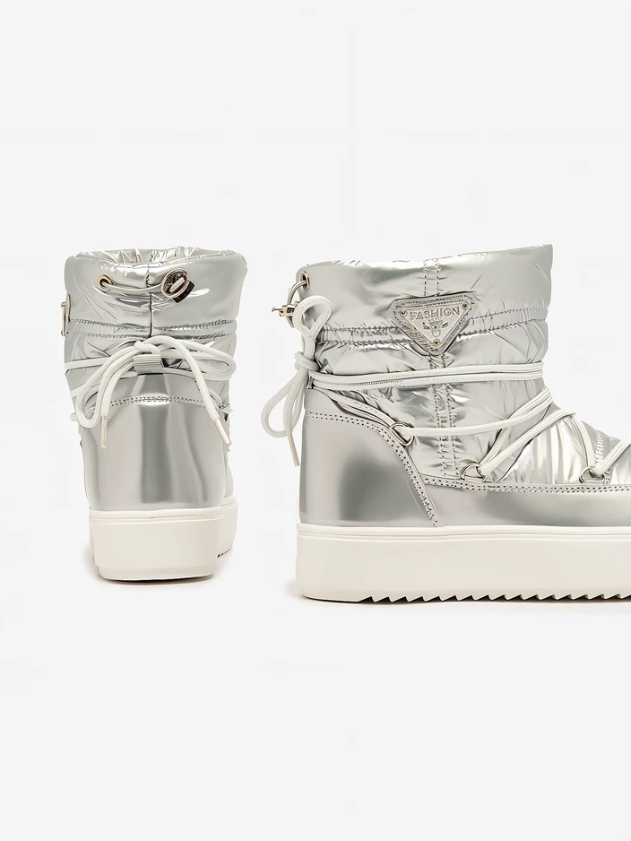 Royalfashion Sieviešu sudraba krāsas Vevnose slip-on zābaki a'la sniega zābaki