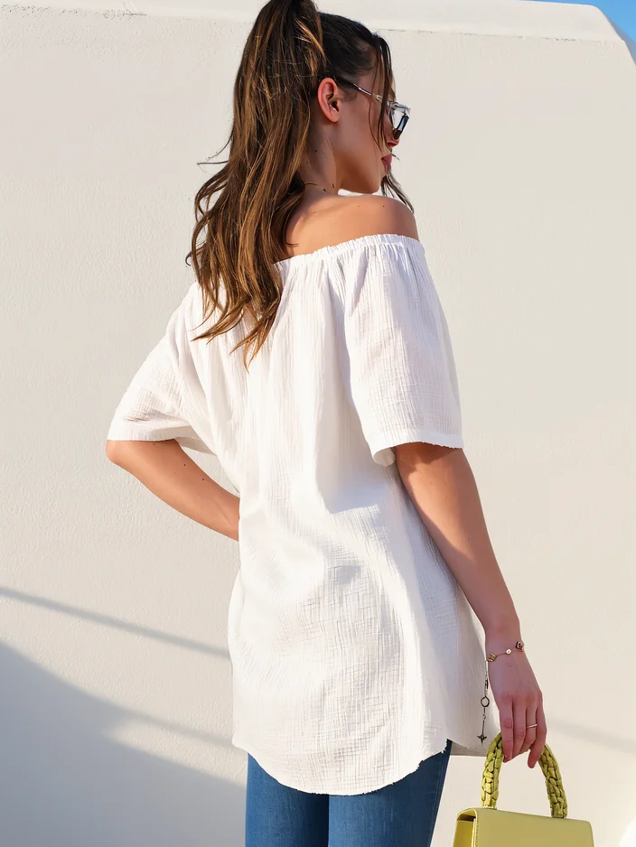 Royalfashion Women's cotton blouse a'la Spanish style with decorative buttons