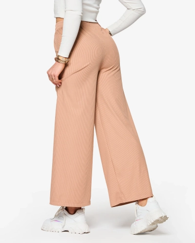 Brown women's wide pleated palazzo pants - Clothing