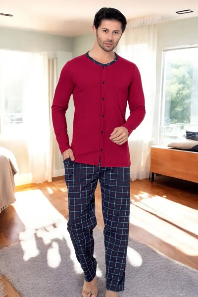 Royalfashion vīriešu kokvilnas pidžamas ar pārbaudi