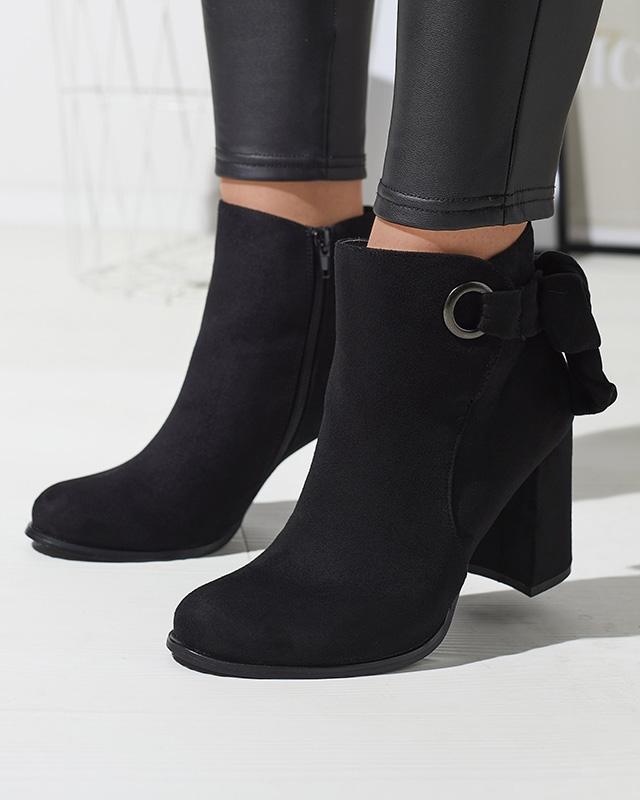 Женские сапоги из эко-замши с бантом черного цвета Agarol- Footwear