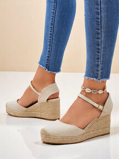 Callista Royalfashion beige vistvænt leður dömur koturn sandalar