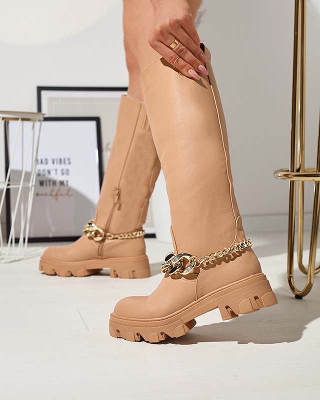 Sieviešu brūni zābaki ar ķēdīti Sudzi- Shoes