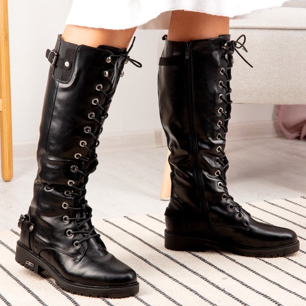 Black boots with flat heels Kanuti - Footwear