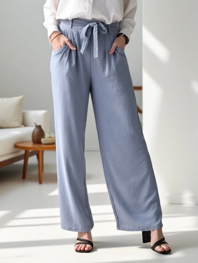 Royalfashion Wide women's trousers with a belt