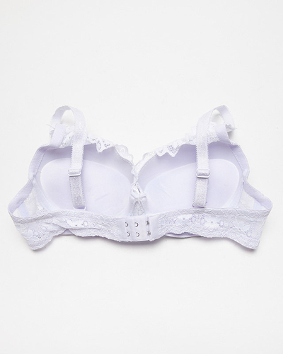 Women's white push-up bra with lace - Underwear