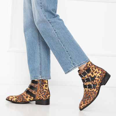 Sieviešu zābaki ar leoparda rakstu ar plakaniem papēžiem Leopado - Shoes