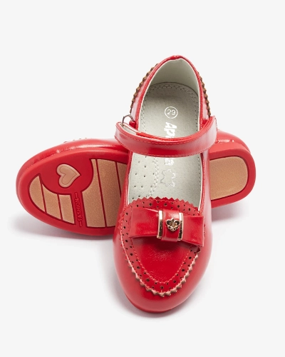 Red girls' pumps with bow Proya- Footwear