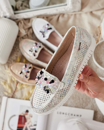 Royalfashion Sieviešu ažūra mokasīni ar pērlītēm Nasfali