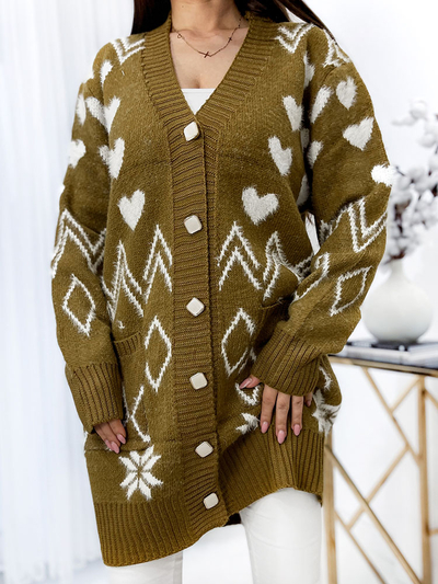 Royalfashion Patterned mustard women's bedspread sweater