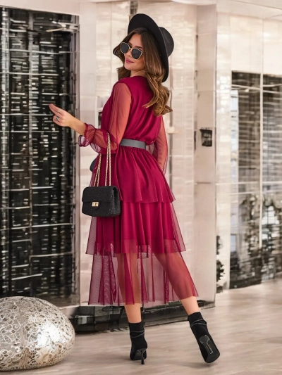 Royalfashion Sieviešu garu kleitu ar volāniem