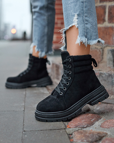 Женские утепленные ботинки-трапперы в черном колозре Tivica - Обувь