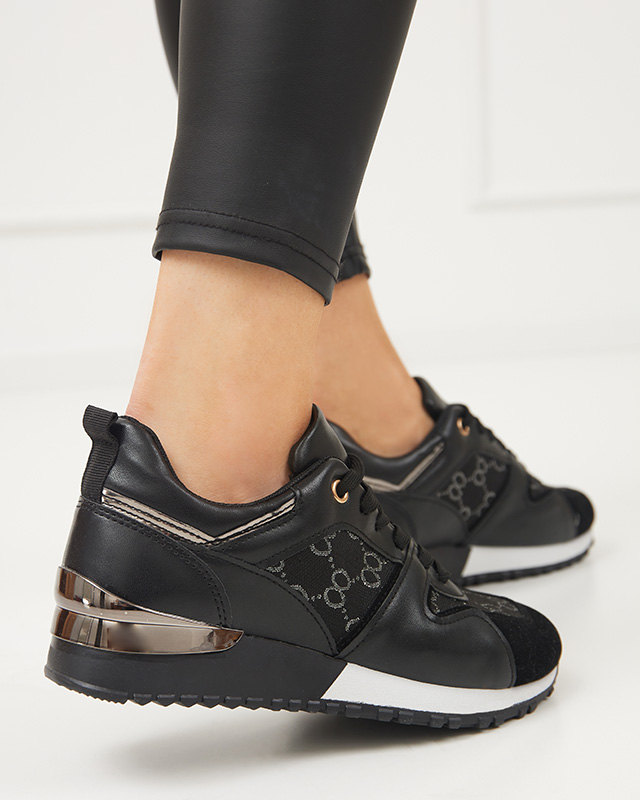 Black women's sports shoes with Engla print - Footwear