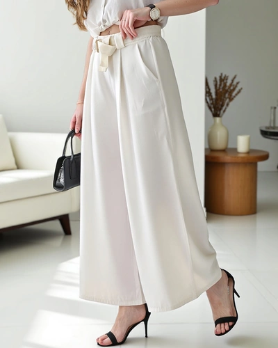 Royalfashion Platas sieviešu bikses ar jostu