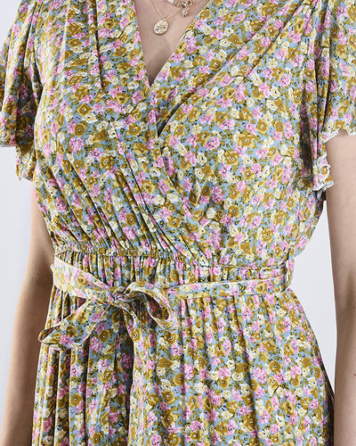 Colorful women's long floral jumpsuit - Clothing