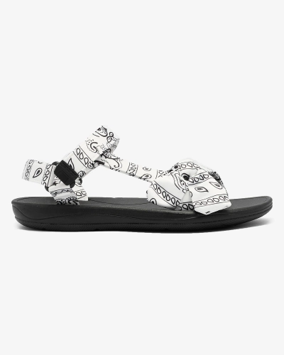 Royalfashion White and black women's sandals with bow Oyall