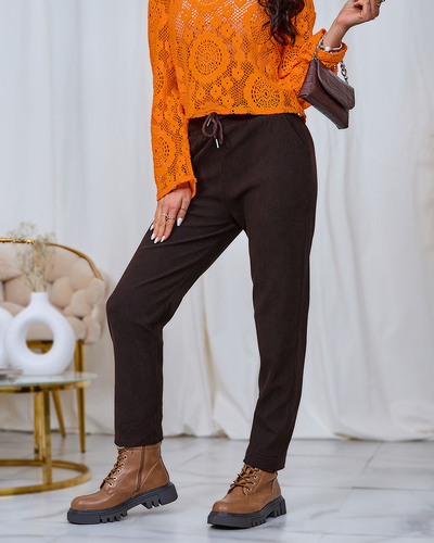 Royalfashion Темно-коричневые женские брюки из вельветовой ткани